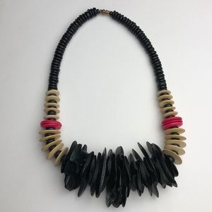 Vintage Chunky Beaded Statement Necklace Abstract Artsy 1980s 1990s Fashion